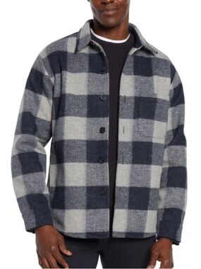 Banana Republic Plaid Warm Jacket Blue Gray Buffalo Check Large